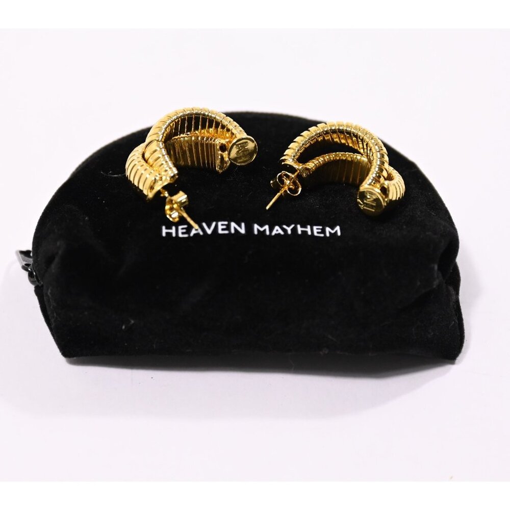 Heaven Mayhem Ribbed Double Rope Earrings in Gold - Picture 2 of 2